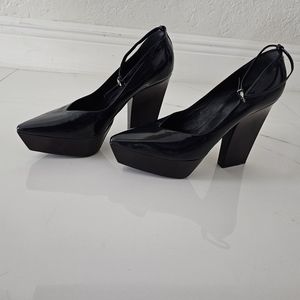 JIL SANDER Patent Leather Pumps blue/ black
